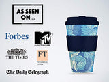 Ecoffee Cup + William Morris: Acanthus with Deep Blue Silicone 14oz, Reusable and Eco Friendly Takeaway Coffee Cup