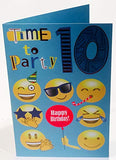 Cherry Orchard Boy Age 10 Time To Party Happy Birthday Card - Emoji Smiley Faces