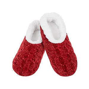 Snoozies Chenille Cable Knit Slippers Warm Sherpa Fleece Soft Sole