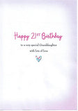 Traditional Milestone Age Birthday Card Age 21 Granddaughter - 10 x 7 inches - Piccadilly Greetings