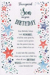 Sentimental Son Birthday Card - Special Son Stars - Foil and Embossed Finish - from The Eternal Range (ICG-3273)