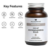 Wild Nutrition – Natural Food-Grown KSM-66 Ashwagandha Plus – Mineral Supplement – 60 Soft-gel Capsules