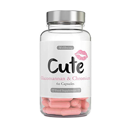 Cute Nutrition Glucomannan and Chromium Picolinate Capsules Konjac Root Fibre Weight Loss Supplement and Appetite Suppressant Safe Effective and Easy to Swallow Diet Pills for Women 60 Capsules