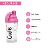 Cute Shaker Bottle for Women 700ml | High Quality, Durable, Leak Proof Gym Protein Powder Blender Cup for Girls | Dishwasher Safe and BPA Free