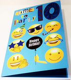 Cherry Orchard Boy Age 10 Time To Party Happy Birthday Card - Emoji Smiley Faces