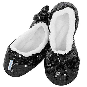 Snoozies Womens Bling Soft Soled Slippers with Gel Grip. Warm Sherpa Fleece Lining.