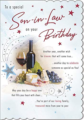 Traditional Birthday Card Son in Law - 9 x 6 inches - Piccadilly Greetings