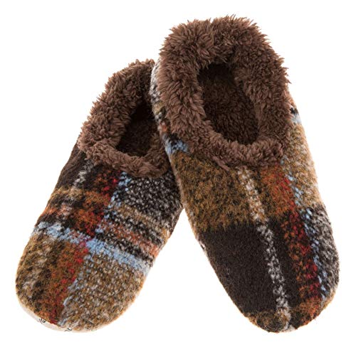 Snoozies Mens Plaid Slippers Soft, Cosy, Non-Slip Sherpa Fleece