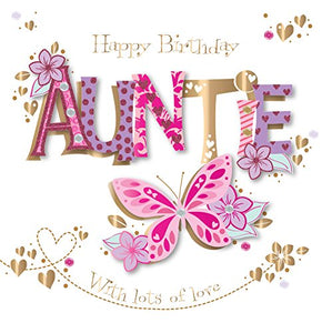 Auntie Birthday Handmade Embellished Greeting Card By Talking Pictures Cards