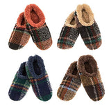 Snoozies Mens Plaid Slippers Soft, Cosy, Non-Slip Sherpa Fleece