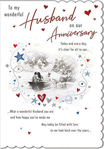 Traditional Annivesary Card Husband - 9 x 6 inches - Piccadilly Greetings