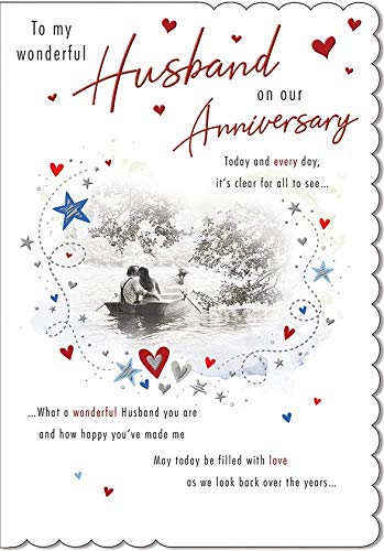 Traditional Annivesary Card Husband - 9 x 6 inches - Piccadilly Greetings