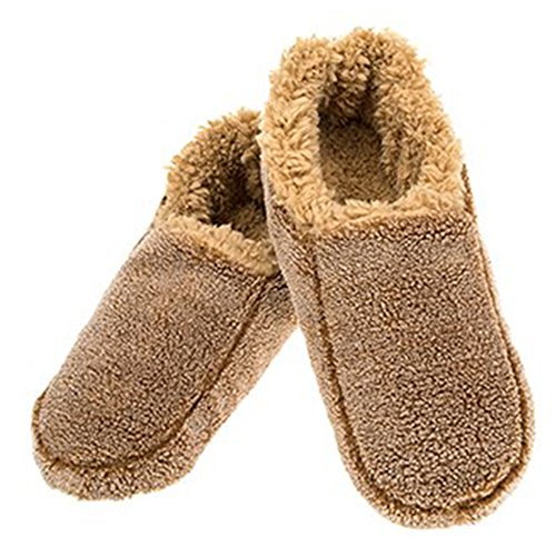 Snoozies Two Tone Mens Sherpa Fleece Soft Sole Slippers, Non-Slip