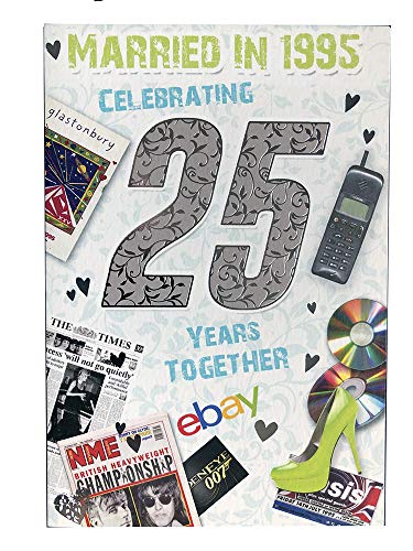 Silver Wedding Anniversary Card (CO-YA229) - Married in 1995-25th Wedding Anniversary Card - Attractive Foil Finish - from The Down Memory Lane Range