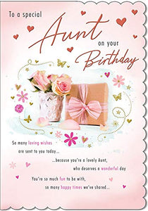 Traditional Birthday Card Aunt - 9 x 6 inches - Piccadilly Greetings