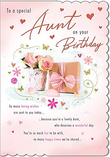 Traditional Birthday Card Aunt - 9 x 6 inches - Piccadilly Greetings