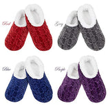 Snoozies Chenille Cable Knit Slippers Warm Sherpa Fleece Soft Sole