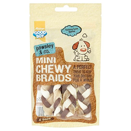 Good Boy Pawsley and Co Mini Chewy Braids with Beef 12cm 4pcs 55gm Deal of 5