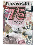 Female 75th Birthday Card (CO-YA221) - 1945 Year You Were Born Greeting Card for Her with Facts Inside - Age 75 - Attractive Foil Finish