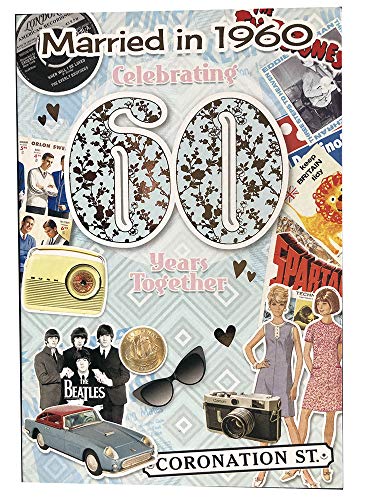 Diamond Wedding Anniversary Card (CO-YA233) - Married in 1960-60th Wedding Anniversary Card from The Down Memory Lane Range - Attractive Foil Finish