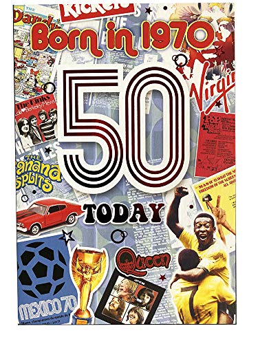 Male 50th Birthday Card (CO-YA214) - 1970 Year You Were Born Greeting Card for Him with Facts Inside - Age 50 - Attractive Foil Finish