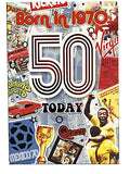 Male 50th Birthday Card (CO-YA214) - 1970 Year You Were Born Greeting Card for Him with Facts Inside - Age 50 - Attractive Foil Finish