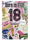 Female 18th Birthday Card (CO-YA205) - 2002 Year You Were Born Greeting Card for Her - Age 18 - Greeting Card with Facts Inside - Attractive Foil Finish