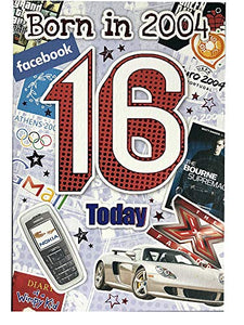 Boy's 16th Birthday Card (CO-YA204) - 2004 Year You Were Born Greeting Card for Him - Age 16 - Greeting Card with Facts Inside - Attractive Foil Finish